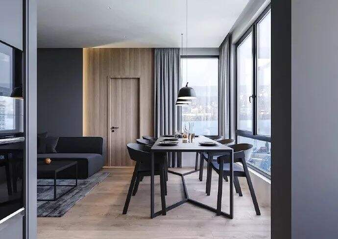 酷黑简约的当代设计，高级又有线条感的公寓